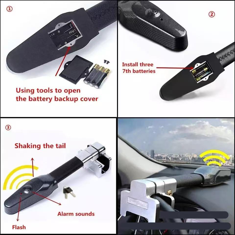Universal Retractable Anti-Theft Security Alarm Lock Car Steering Wheel T-Lock - Guangzhou Rui Di Au